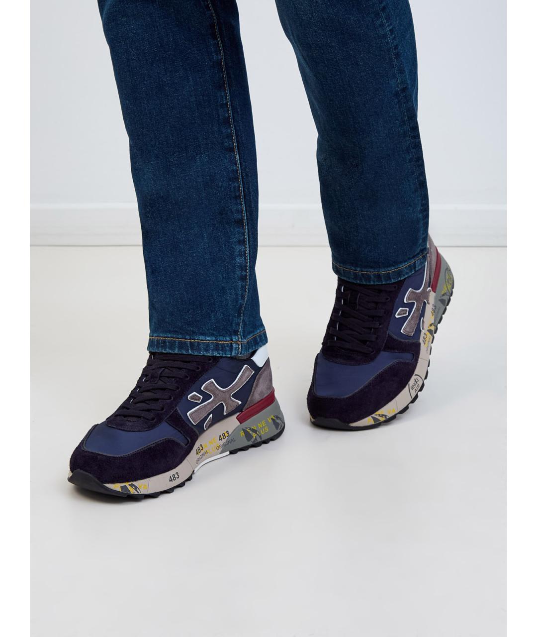 PREMIATA Синие кожаные низкие кроссовки / кеды, фото 2