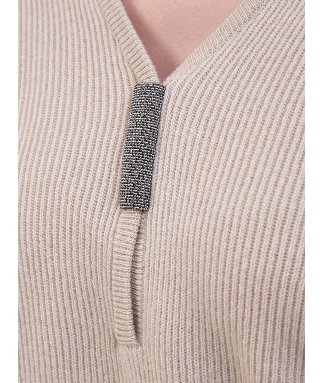 BRUNELLO CUCINELLI Бежевый кашемировый джемпер / свитер, фото 3