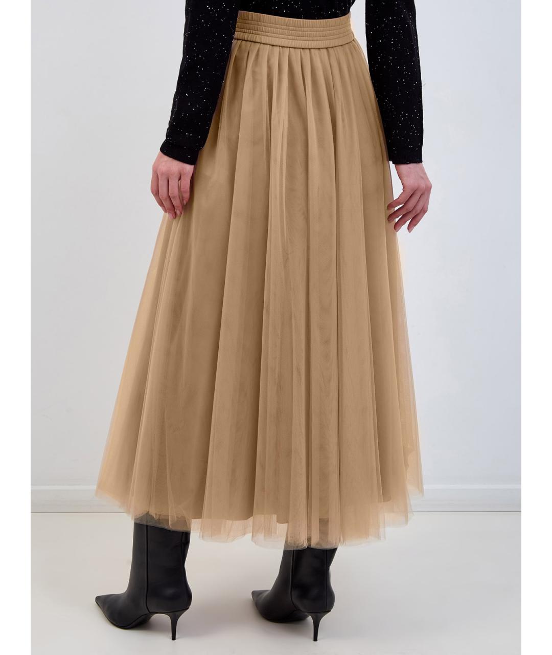 FABIANA FILIPPI Бежевая полиамидовая юбка миди, фото 4