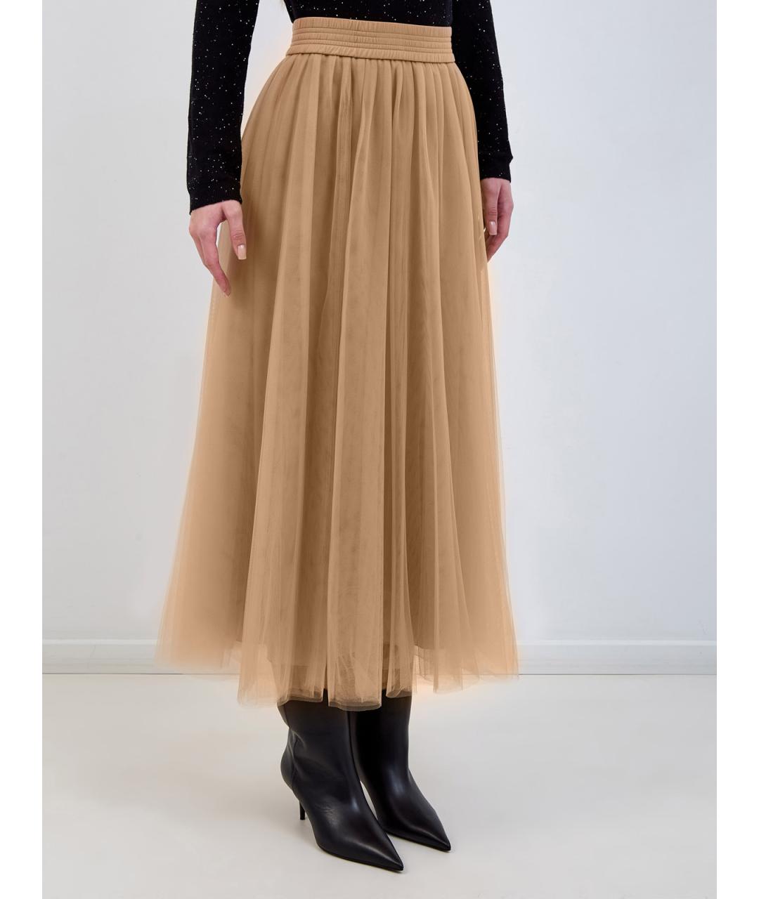 FABIANA FILIPPI Бежевая полиамидовая юбка миди, фото 3