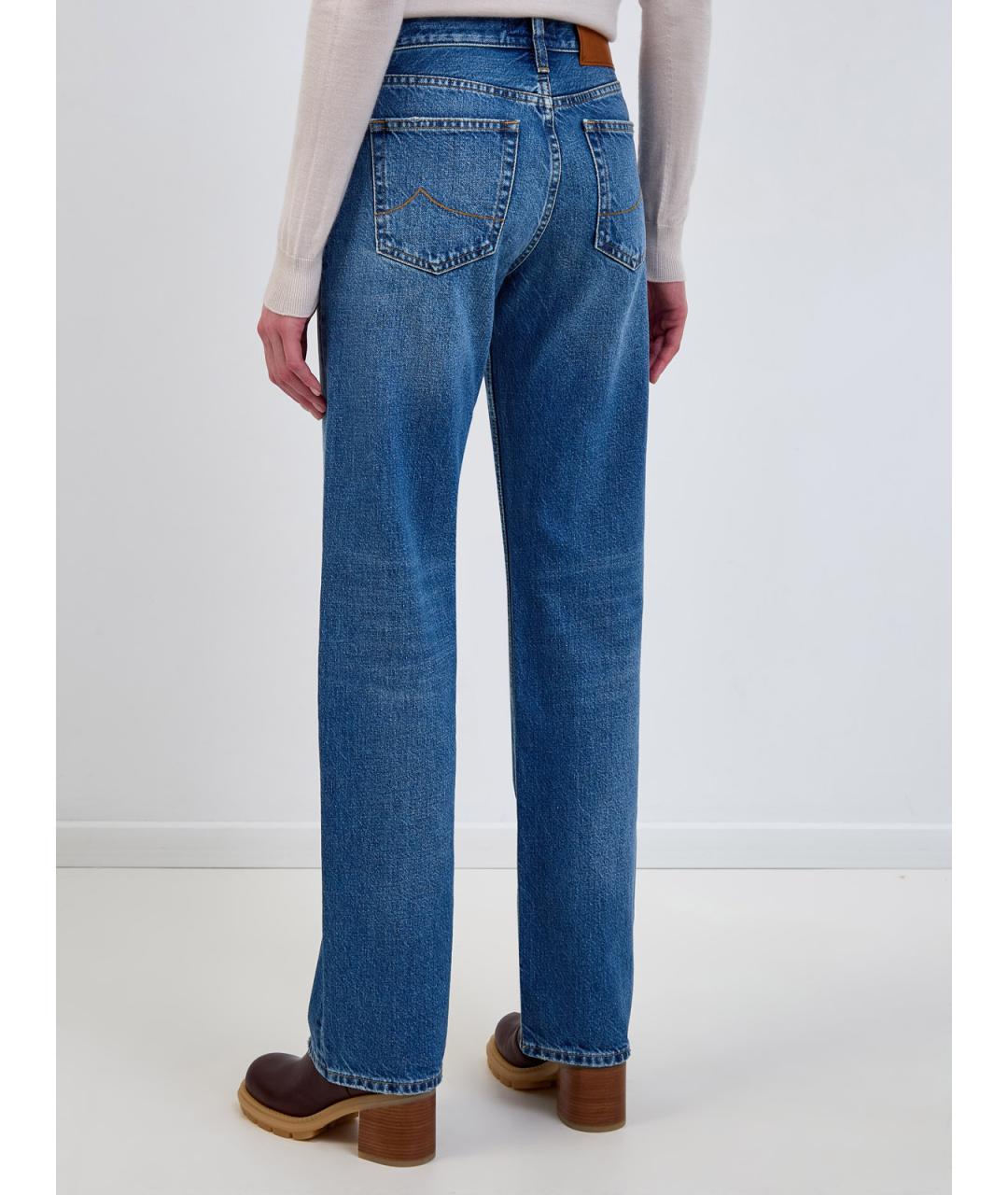 JACOB COHEN Синие хлопковые прямые джинсы, фото 4