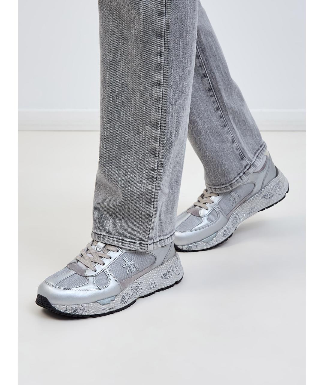 PREMIATA Серебряные текстильные кроссовки, фото 2