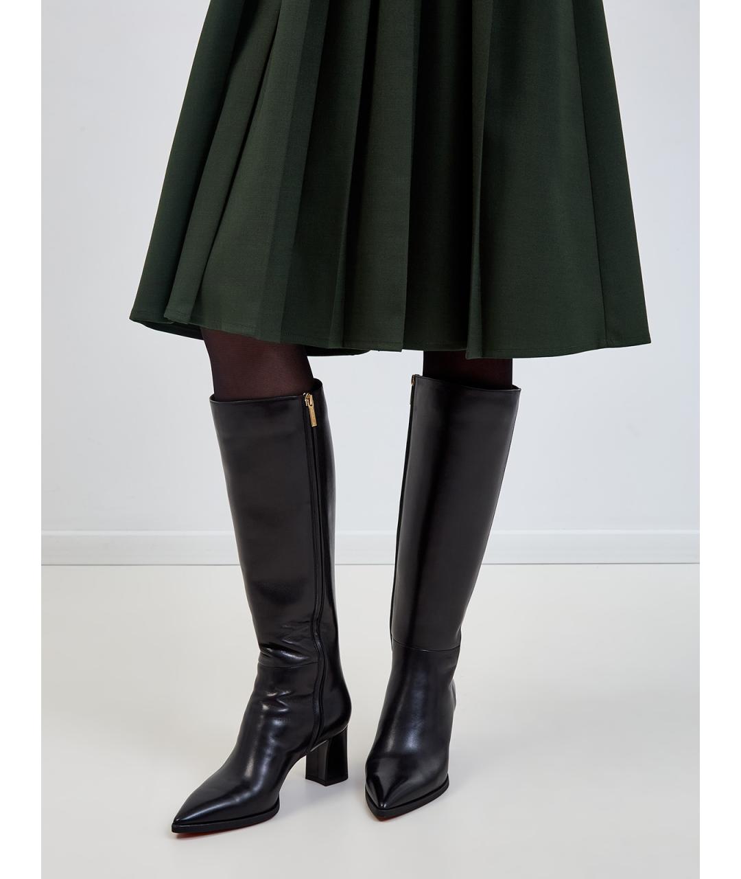 SANTONI Черные кожаные сапоги, фото 2