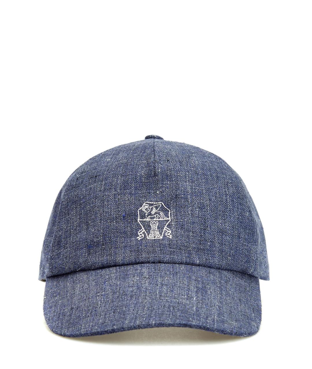 BRUNELLO CUCINELLI Синяя льняная кепка/бейсболка, фото 1