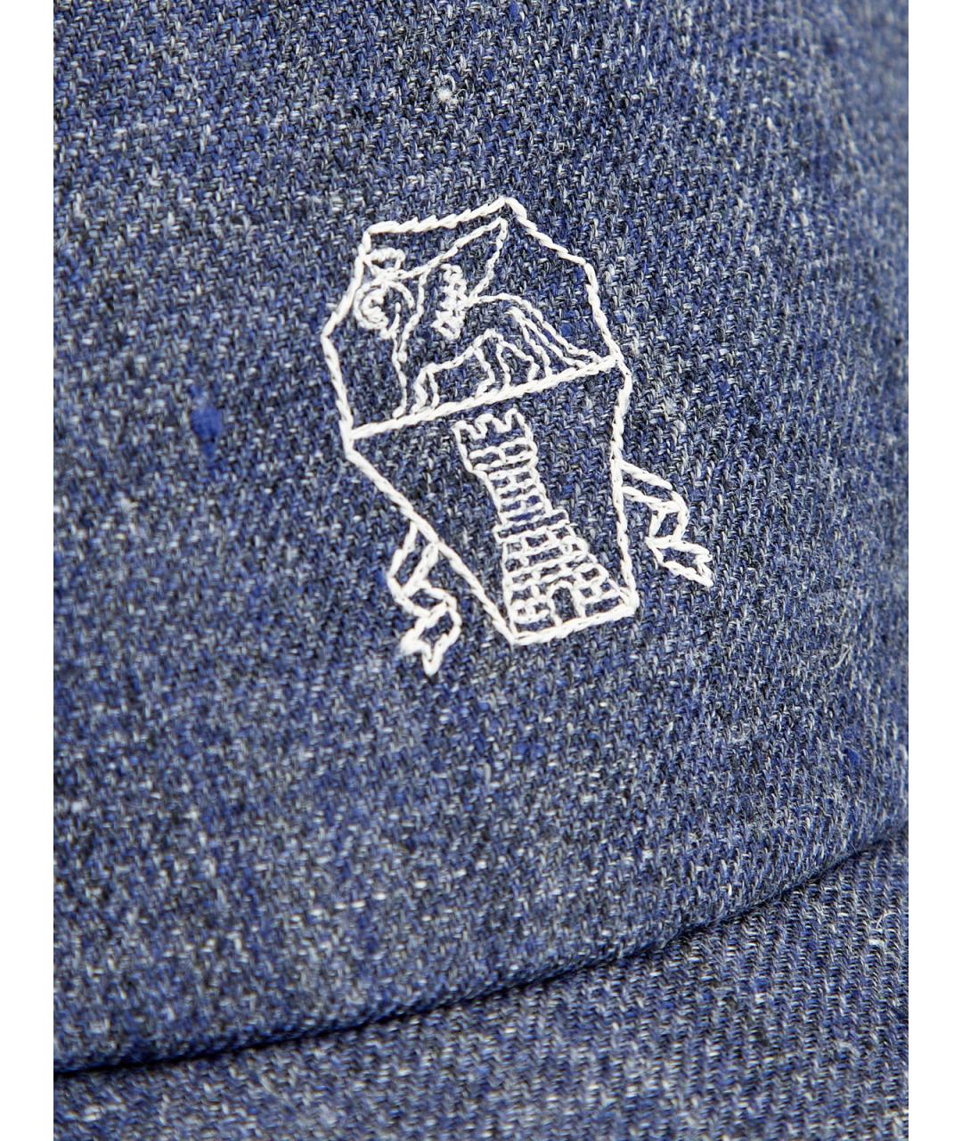 BRUNELLO CUCINELLI Синяя льняная кепка/бейсболка, фото 5