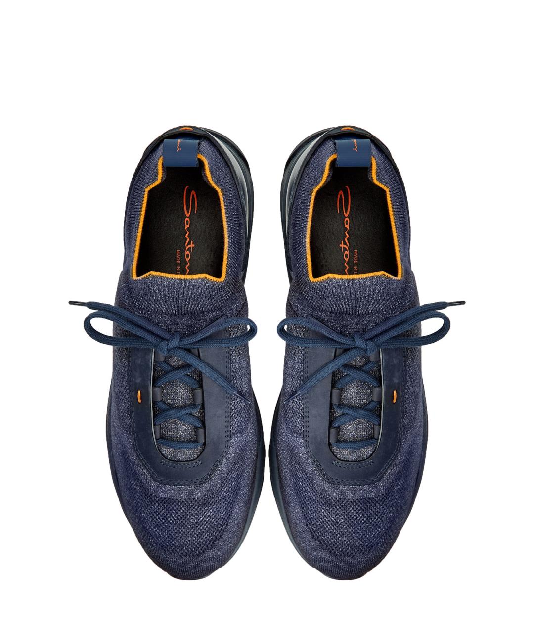 SANTONI Синие текстильные низкие кроссовки / кеды, фото 6