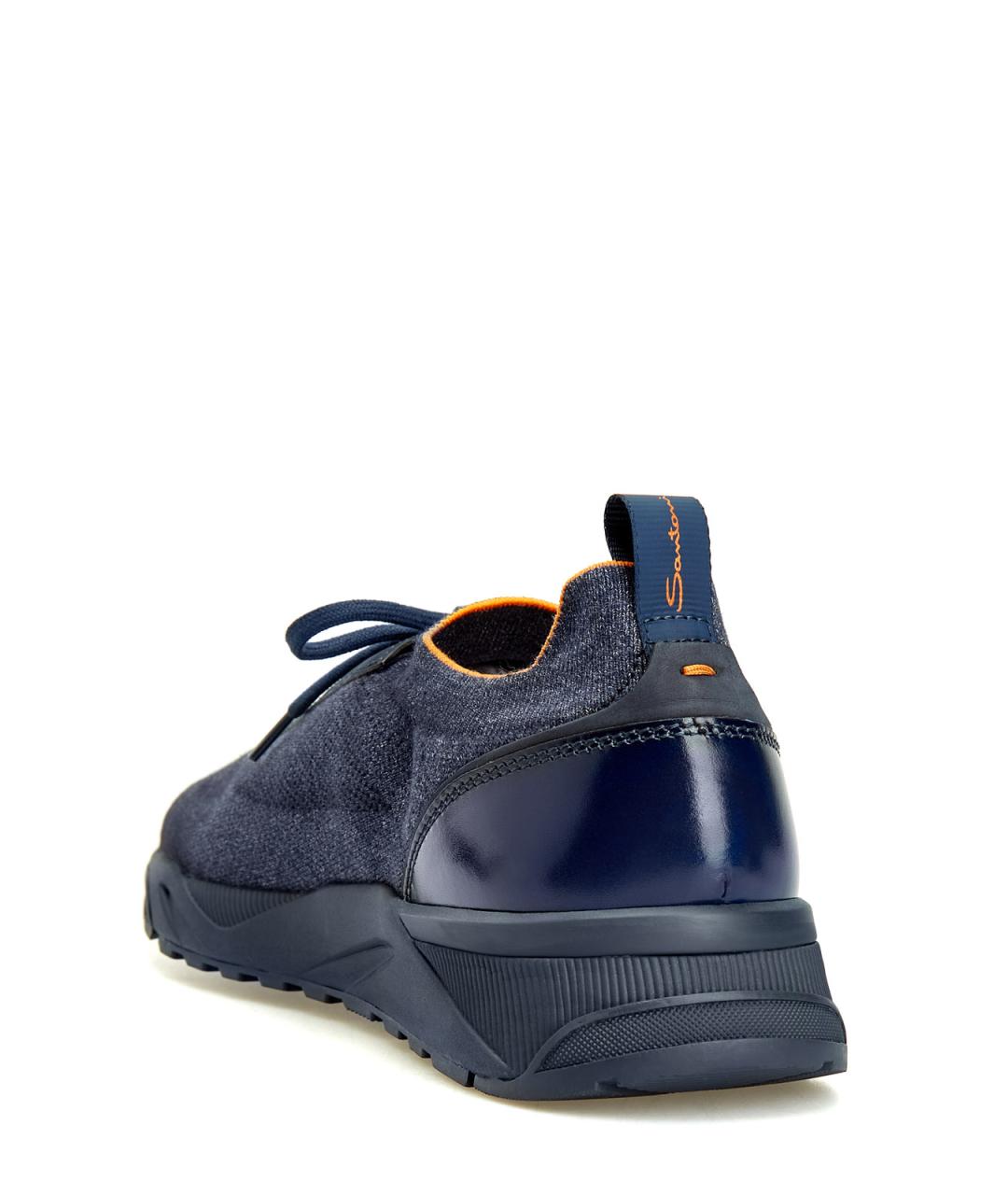 SANTONI Синие текстильные низкие кроссовки / кеды, фото 4