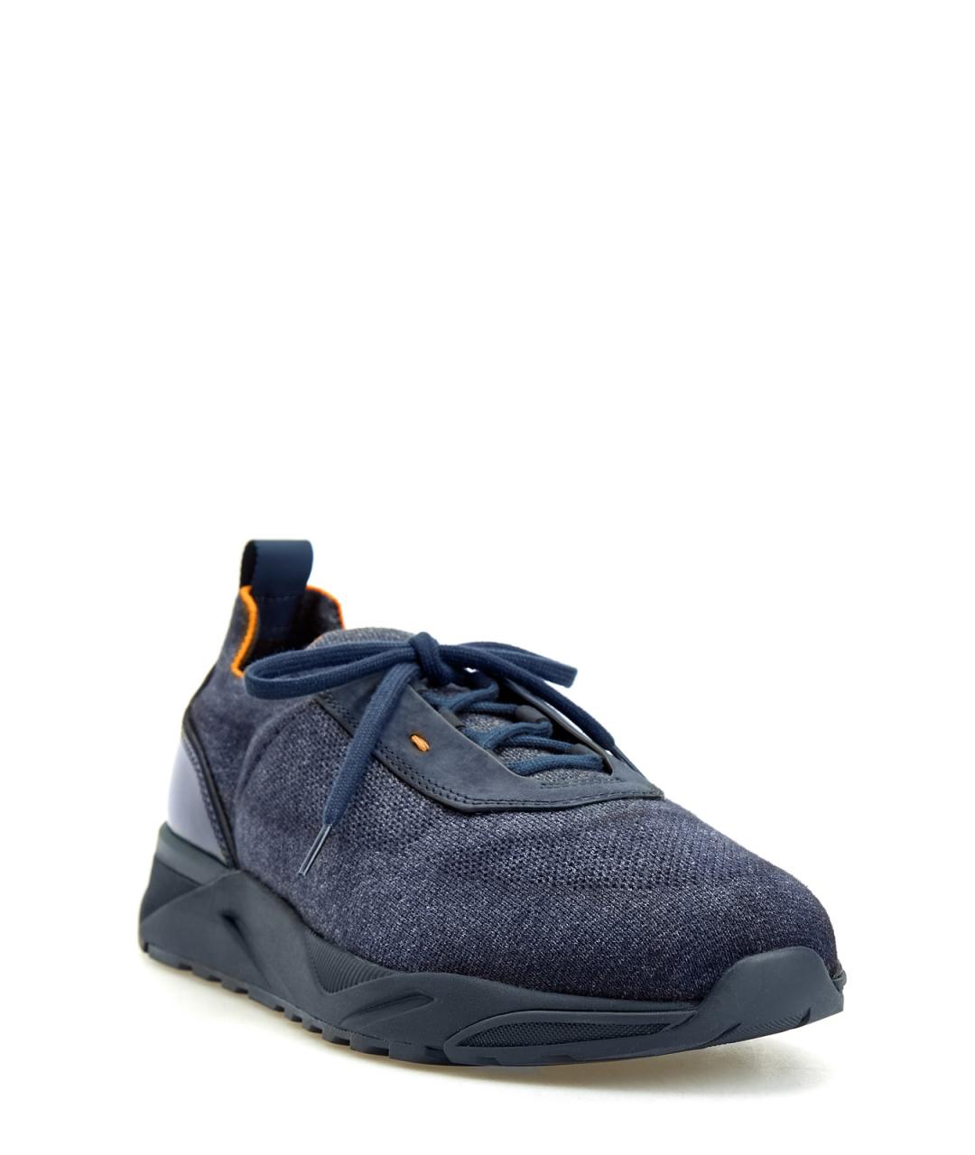 SANTONI Синие текстильные низкие кроссовки / кеды, фото 3