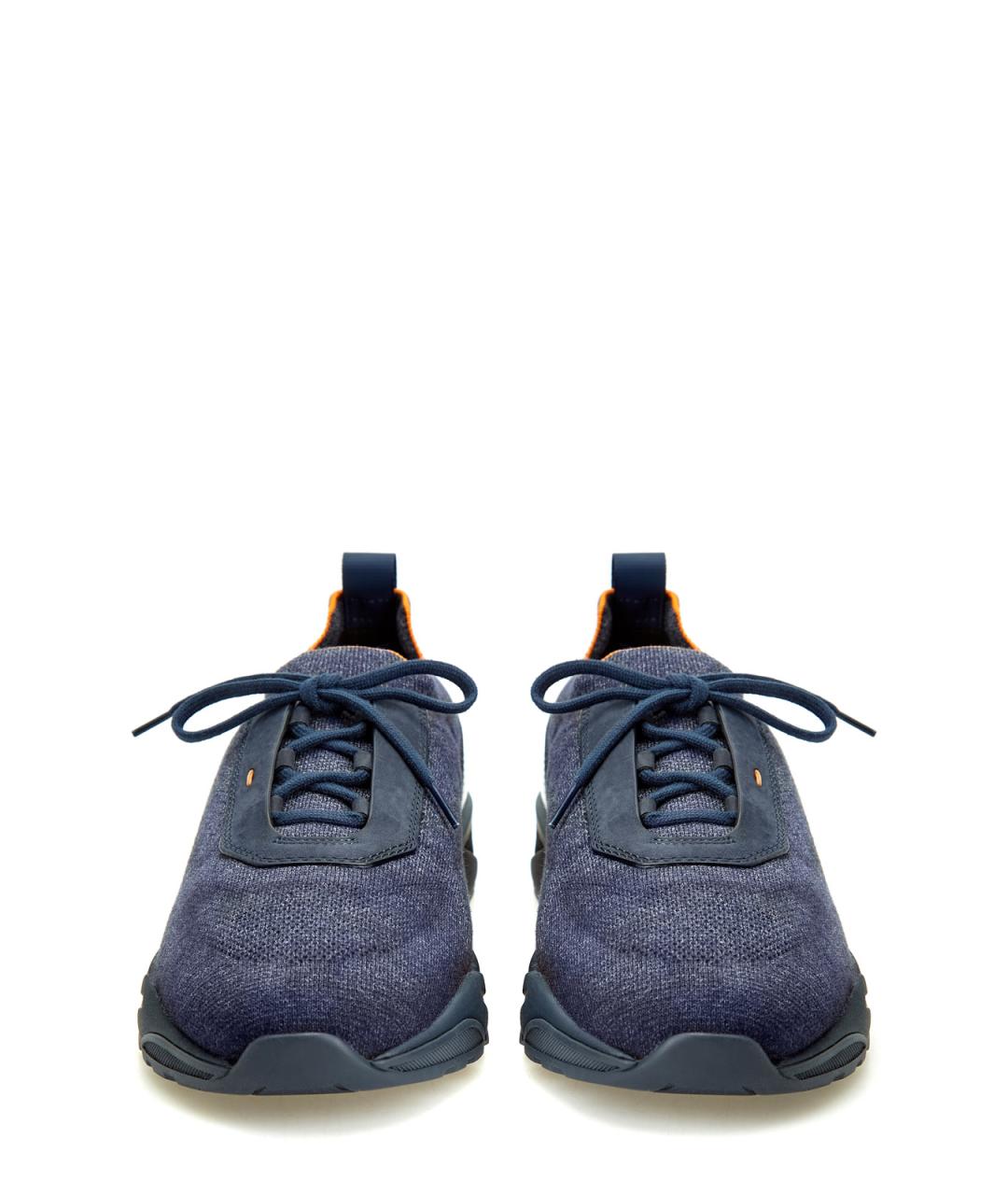 SANTONI Синие текстильные низкие кроссовки / кеды, фото 5