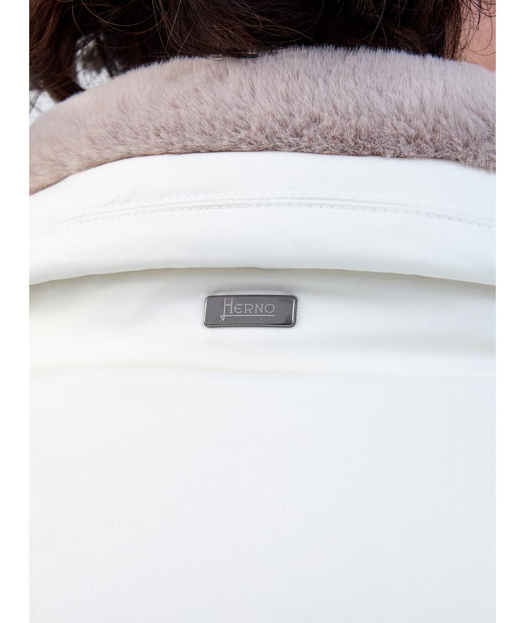 HERNO Белый полиэстеровый пуховик, фото 5