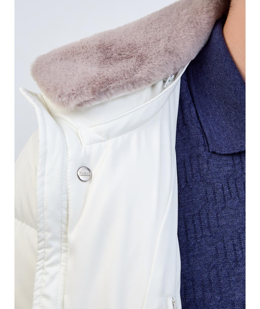 HERNO Белый полиэстеровый пуховик, фото 6