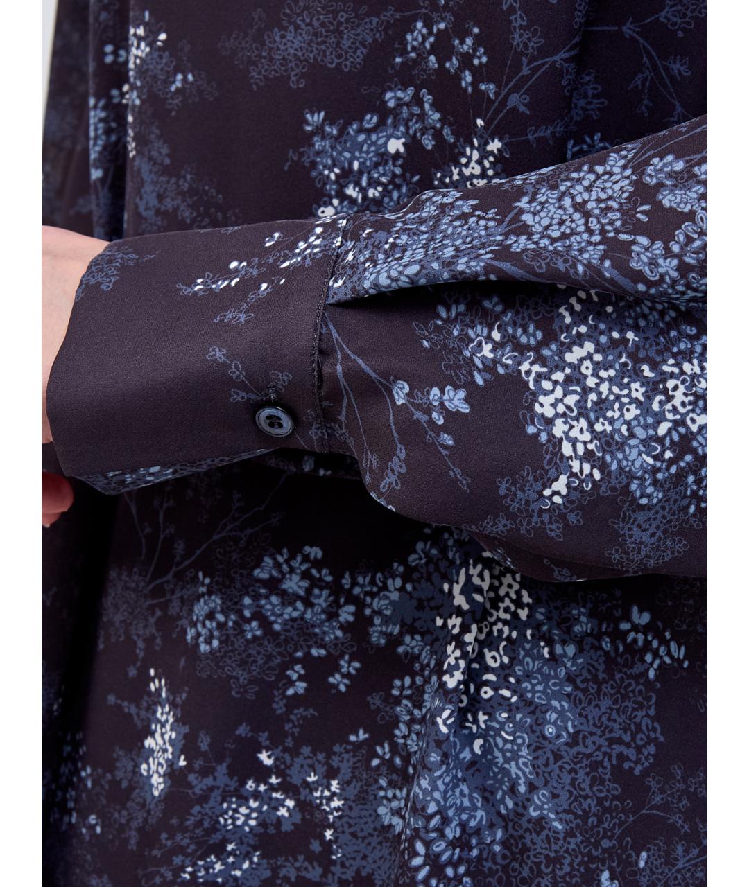 ELEVENTY Синее шелковое повседневное платье, фото 3