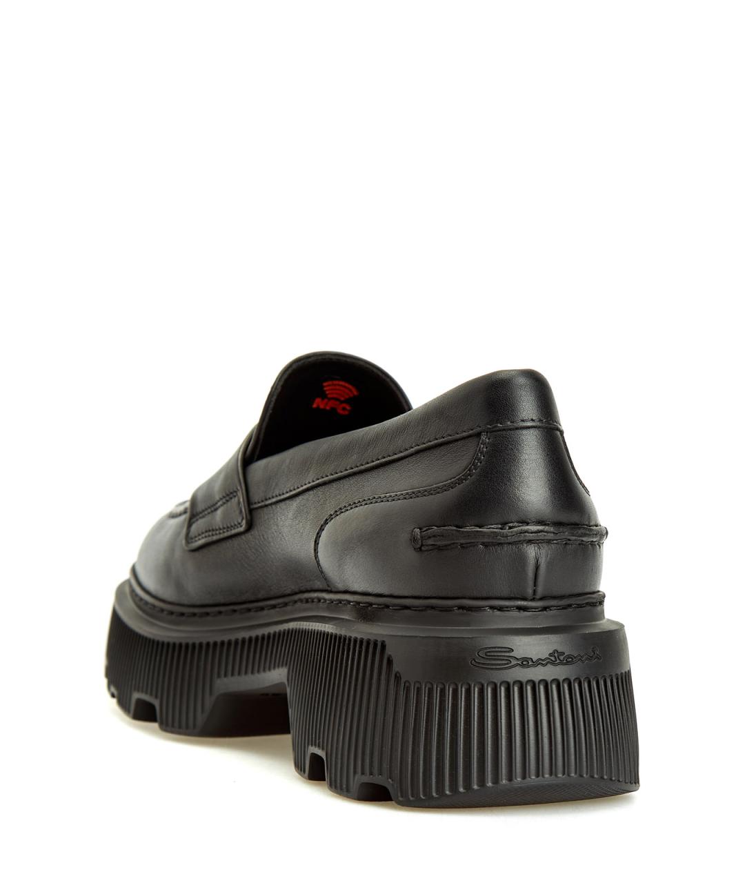 SANTONI Черные кожаные лоферы, фото 4