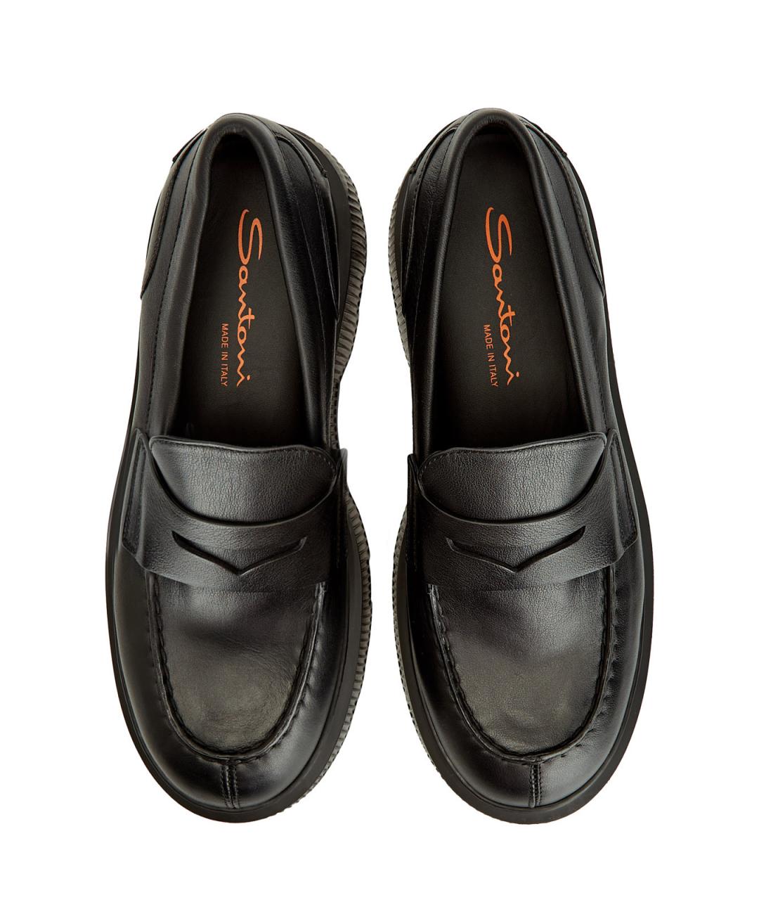 SANTONI Черные кожаные лоферы, фото 6