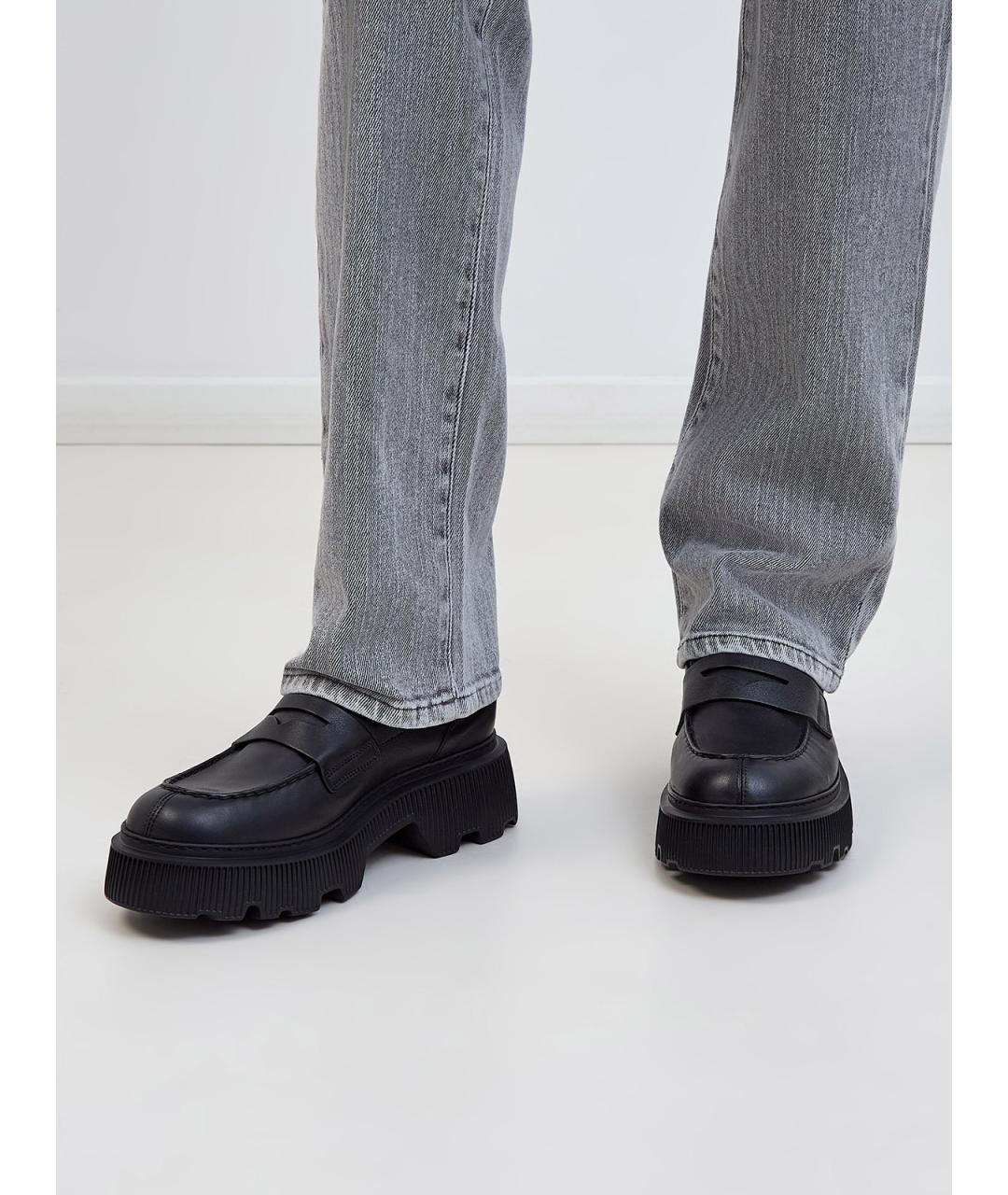 SANTONI Черные кожаные лоферы, фото 2