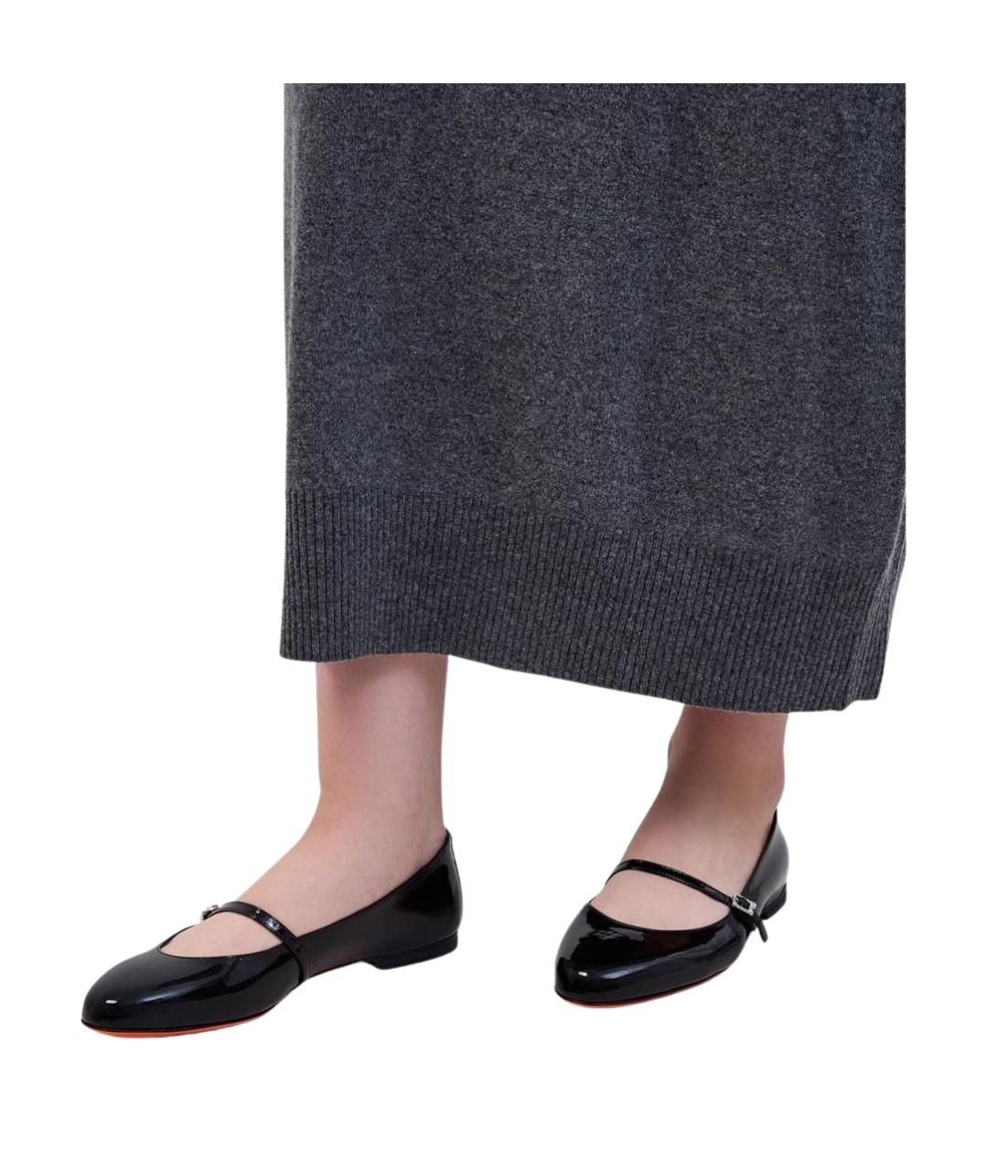 SANTONI Черные кожаные балетки, фото 2