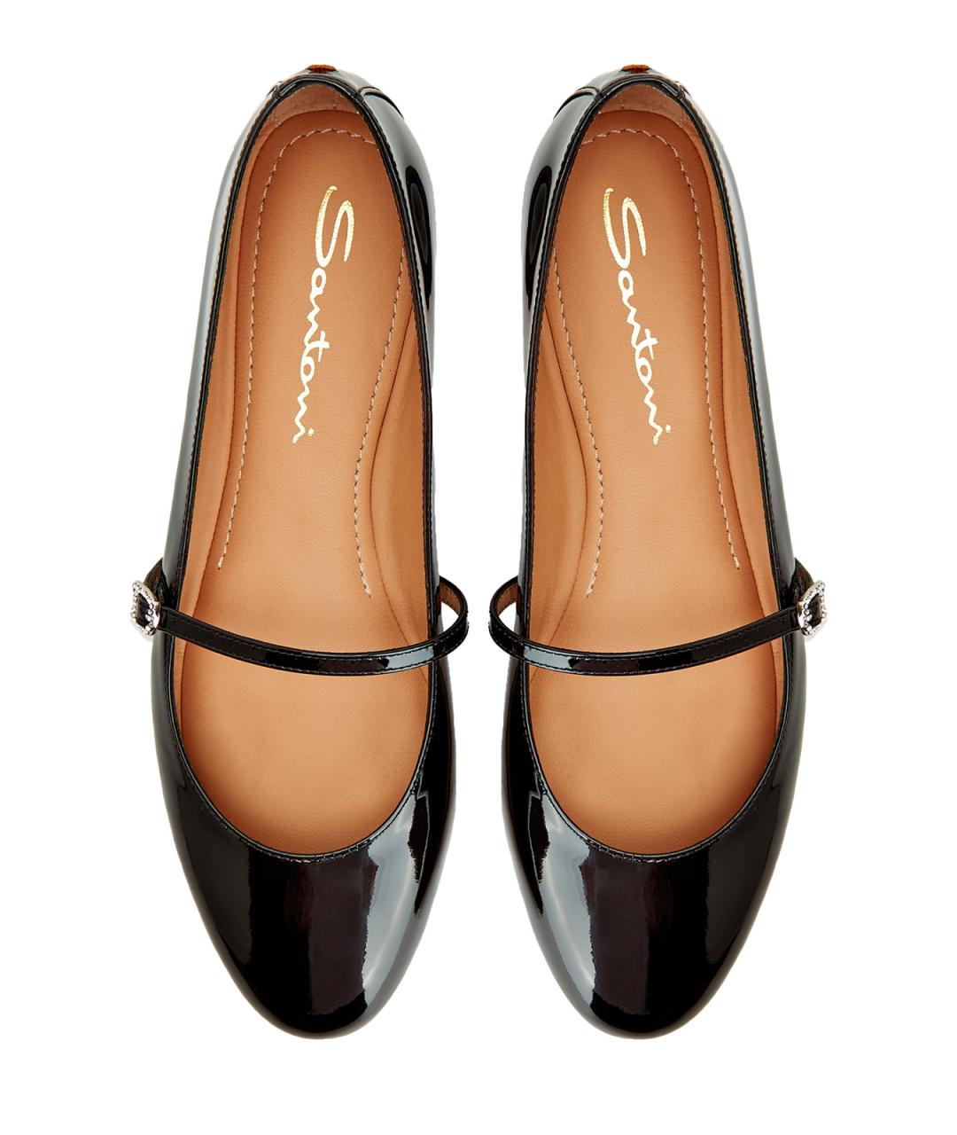 SANTONI Черные кожаные балетки, фото 6