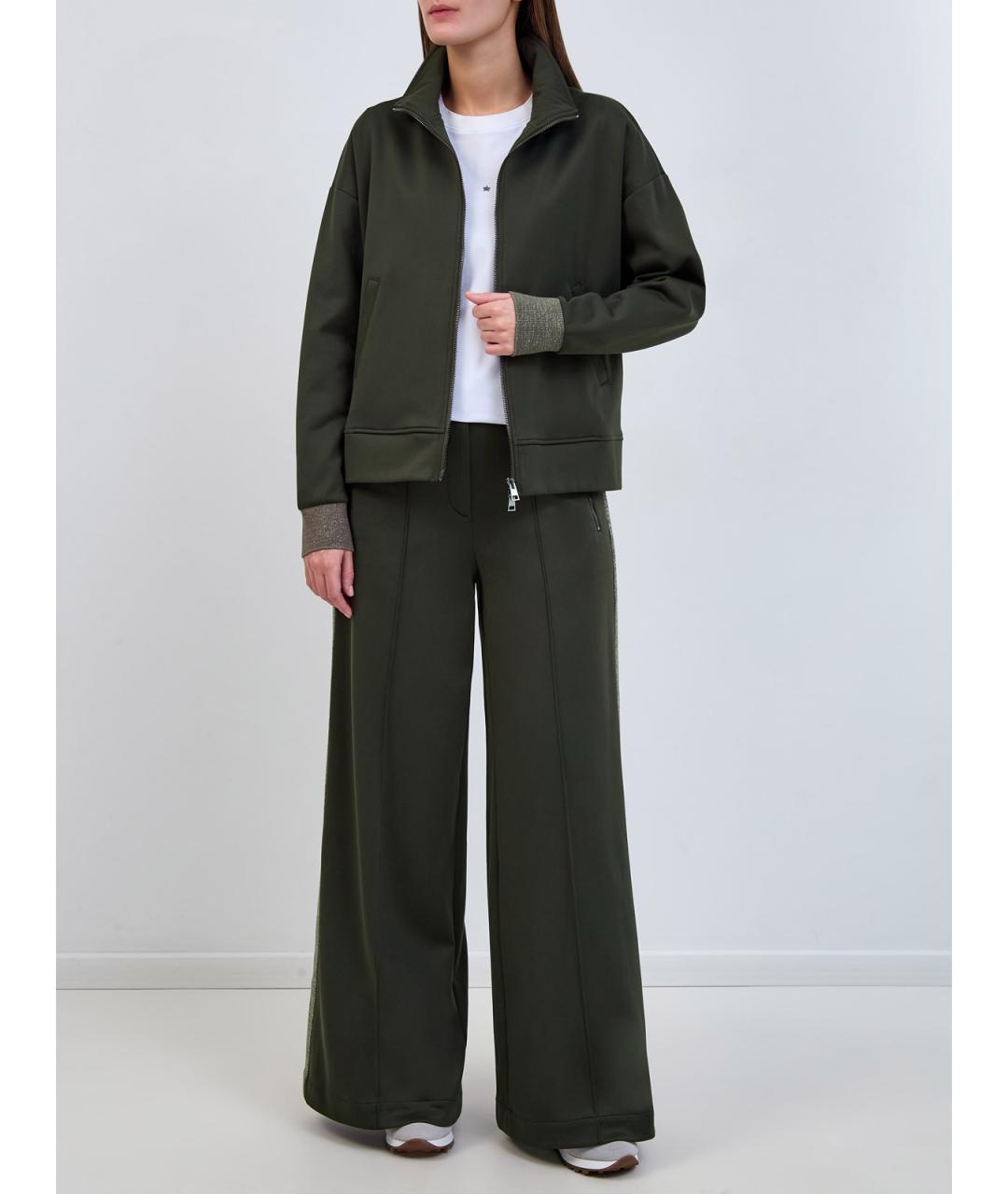 LORENA ANTONIAZZI Зеленые хлопковые прямые брюки, фото 2