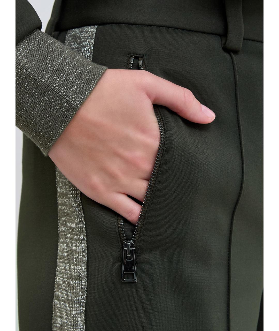 LORENA ANTONIAZZI Зеленые хлопковые прямые брюки, фото 6