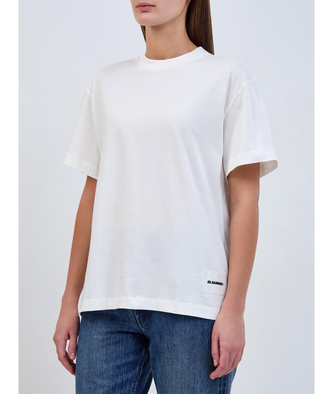 JIL SANDER Белая хлопковая футболка, фото 3