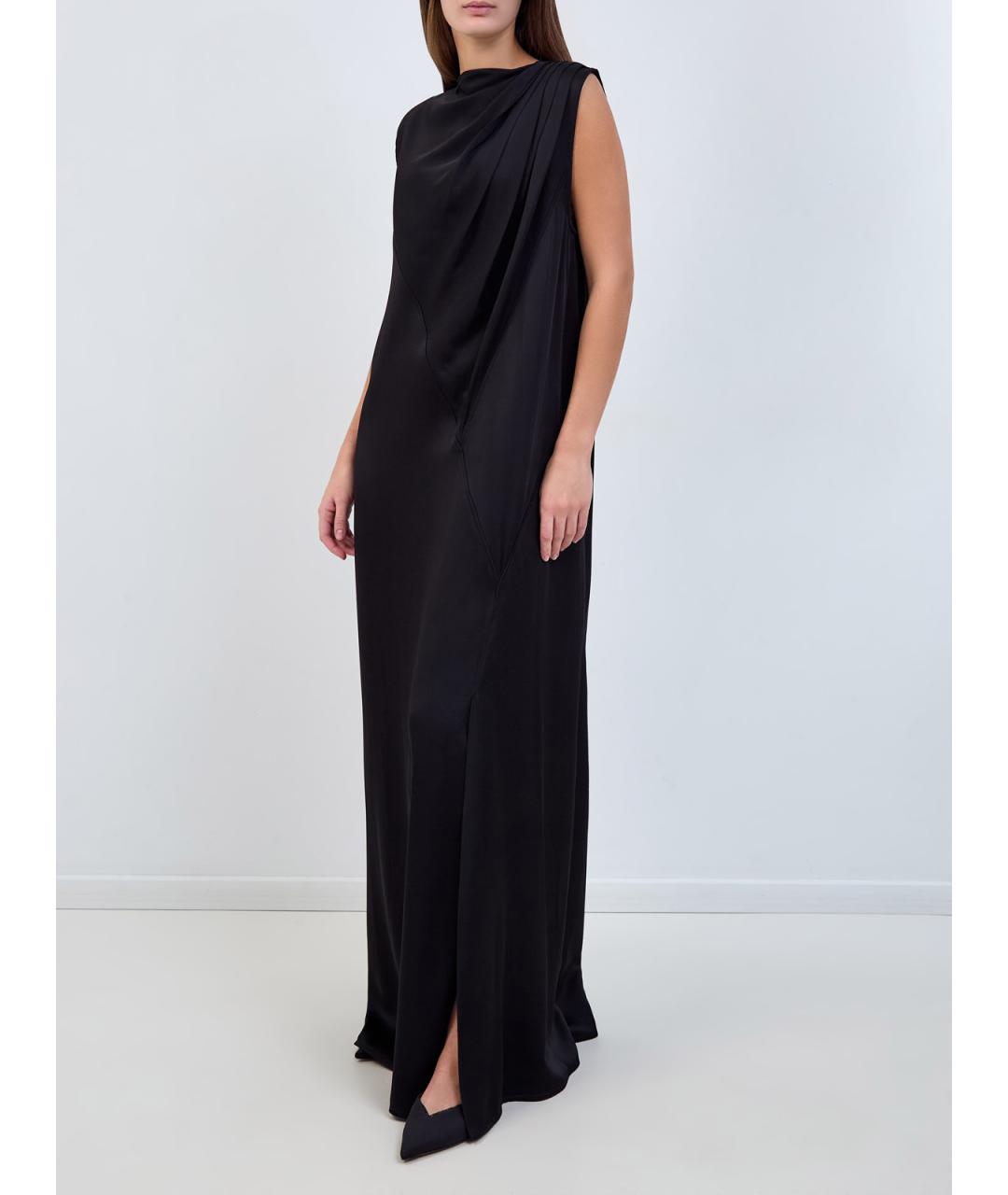 JIL SANDER Черное ацетатное вечернее платье, фото 3