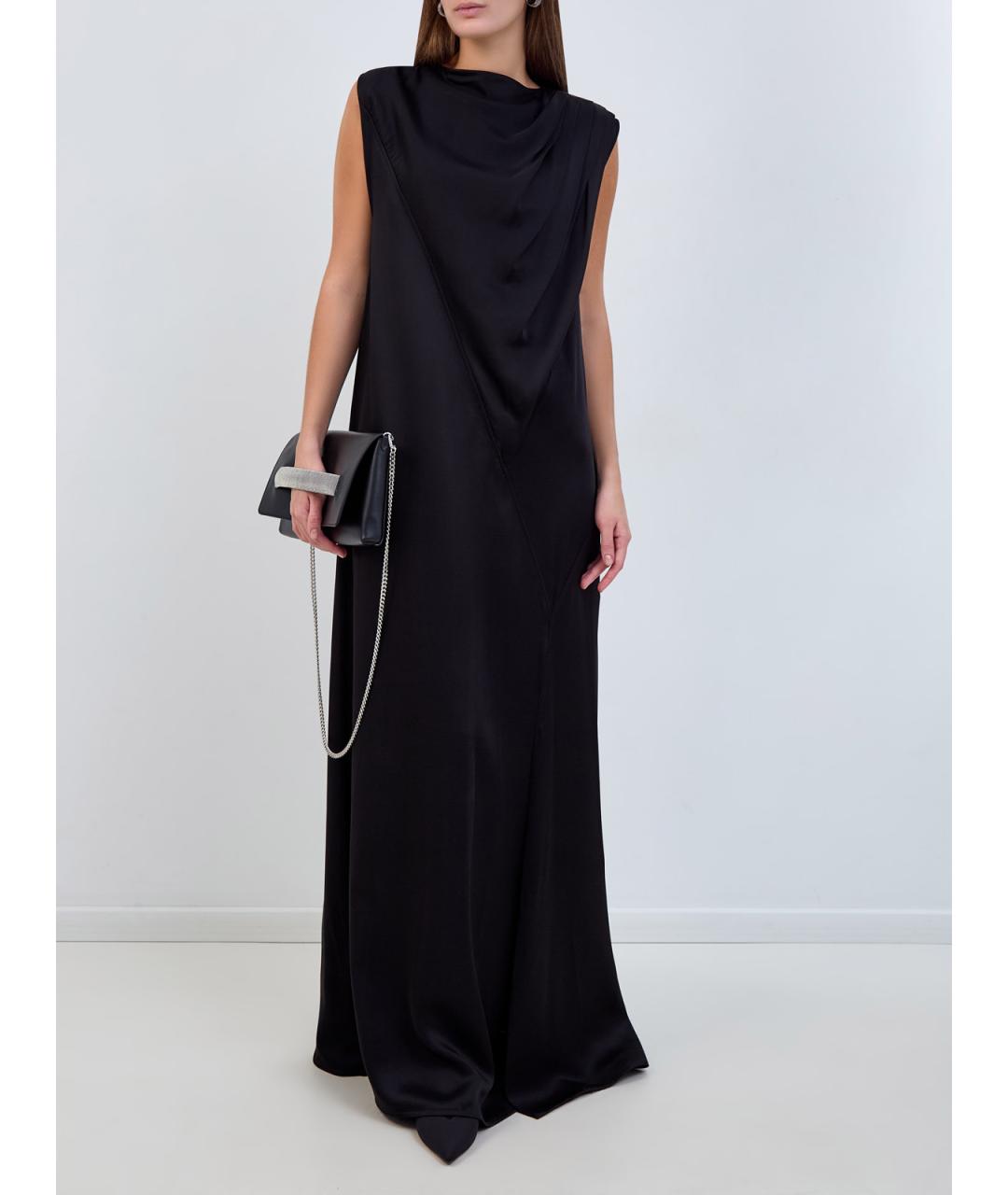 JIL SANDER Черное ацетатное вечернее платье, фото 2