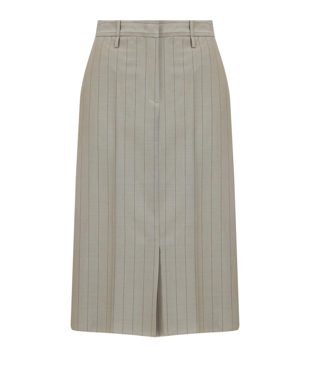 JIL SANDER Зеленая шерстяная юбка миди, фото 1