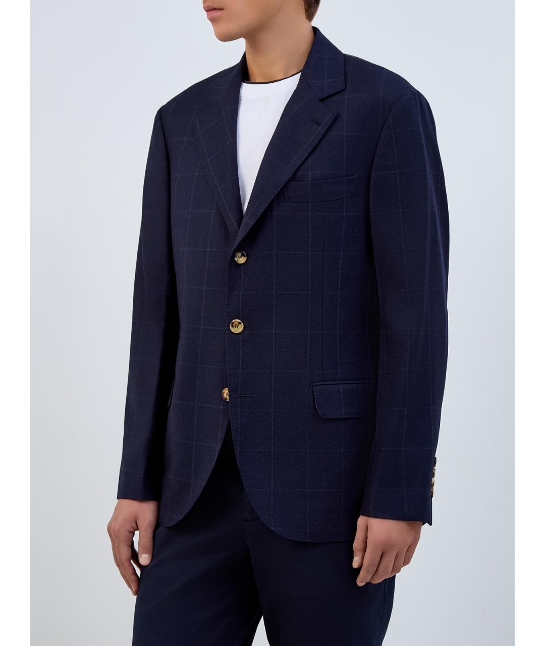 BRUNELLO CUCINELLI Синий шерстяной пиджак, фото 3