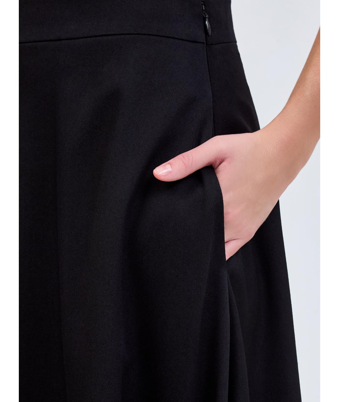 JIL SANDER Черная шерстяная юбка миди, фото 3