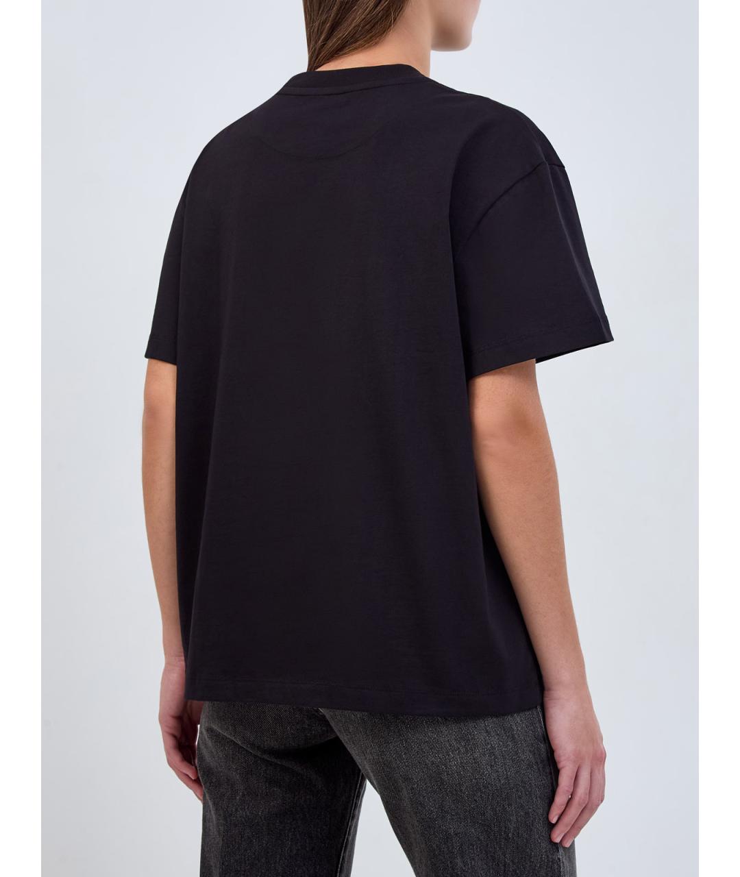 JIL SANDER Черная хлопковая футболка, фото 4