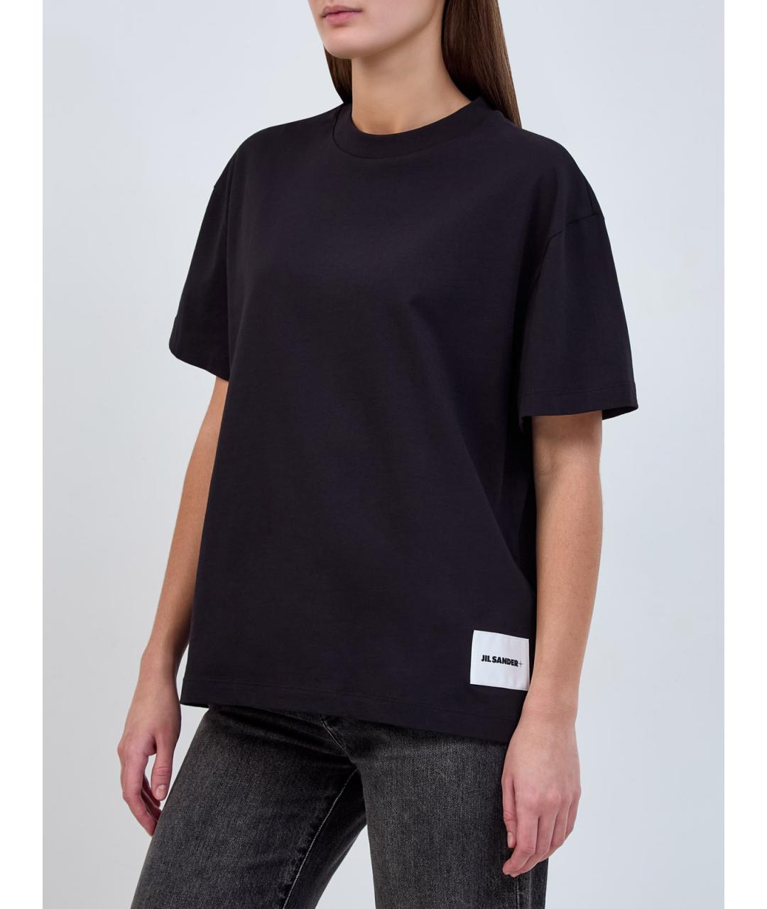 JIL SANDER Черная хлопковая футболка, фото 3