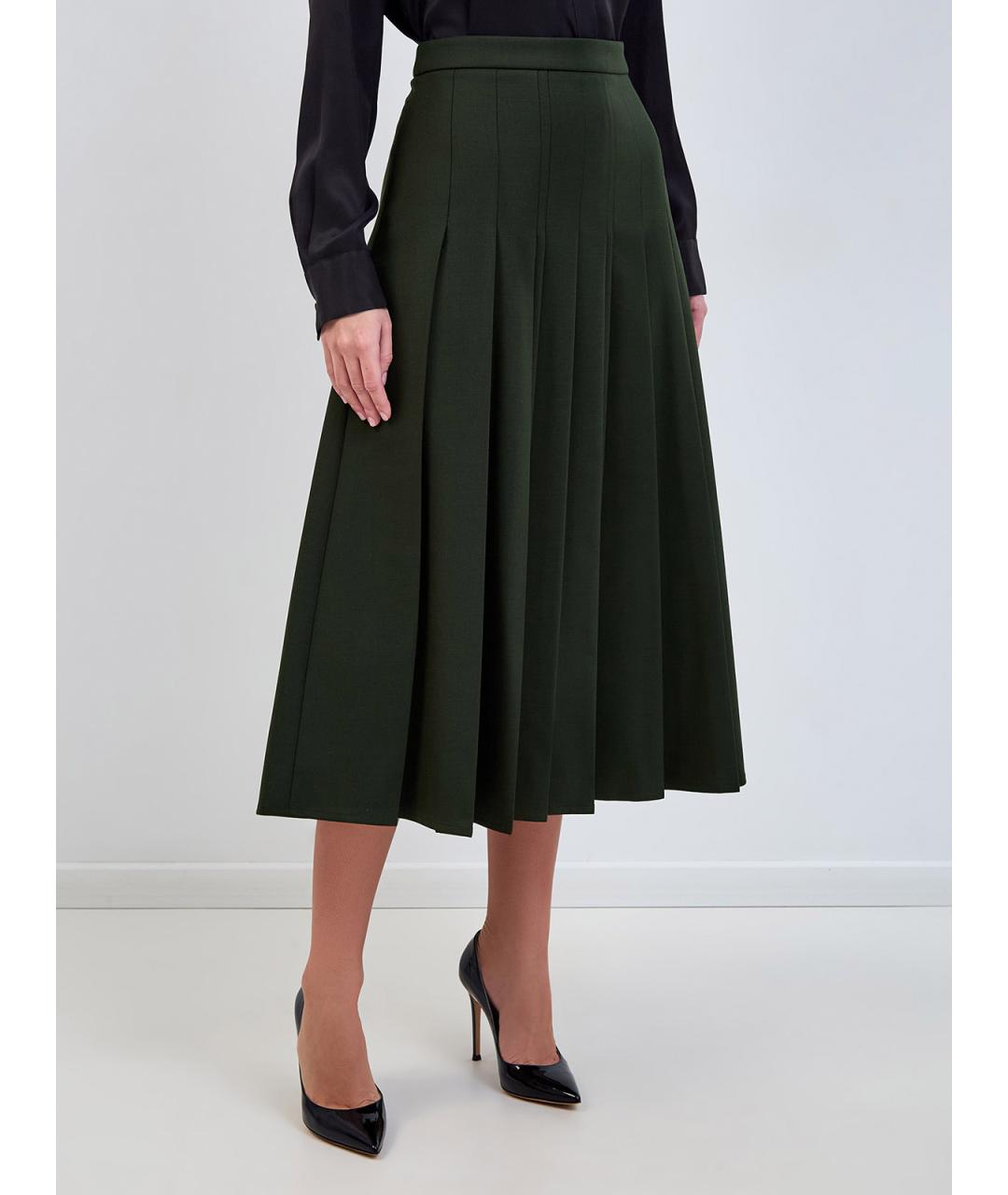 LORENA ANTONIAZZI Зеленая полиэстеровая юбка миди, фото 3