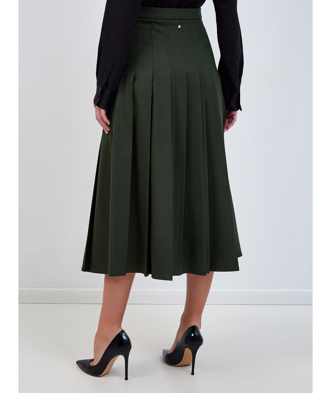 LORENA ANTONIAZZI Зеленая полиэстеровая юбка миди, фото 4