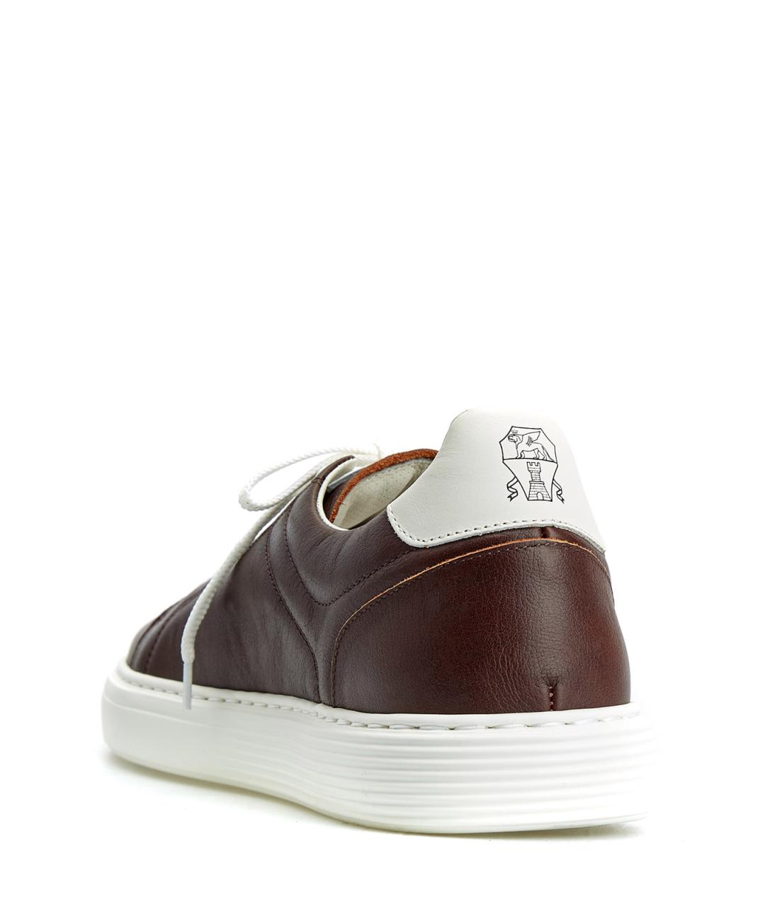BRUNELLO CUCINELLI Коричневые кожаные низкие кроссовки / кеды, фото 4