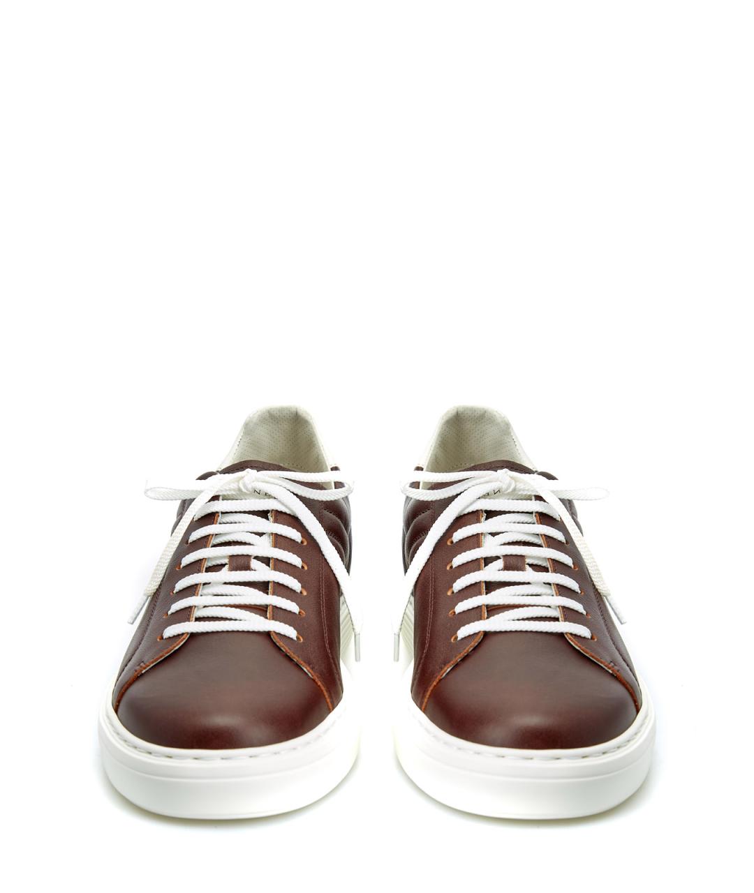 BRUNELLO CUCINELLI Коричневые кожаные низкие кроссовки / кеды, фото 6