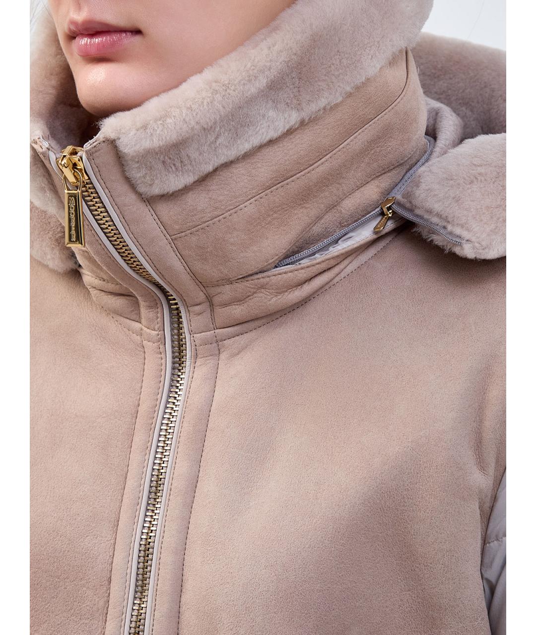 MOORER Бежевая кожаная дубленка, фото 3