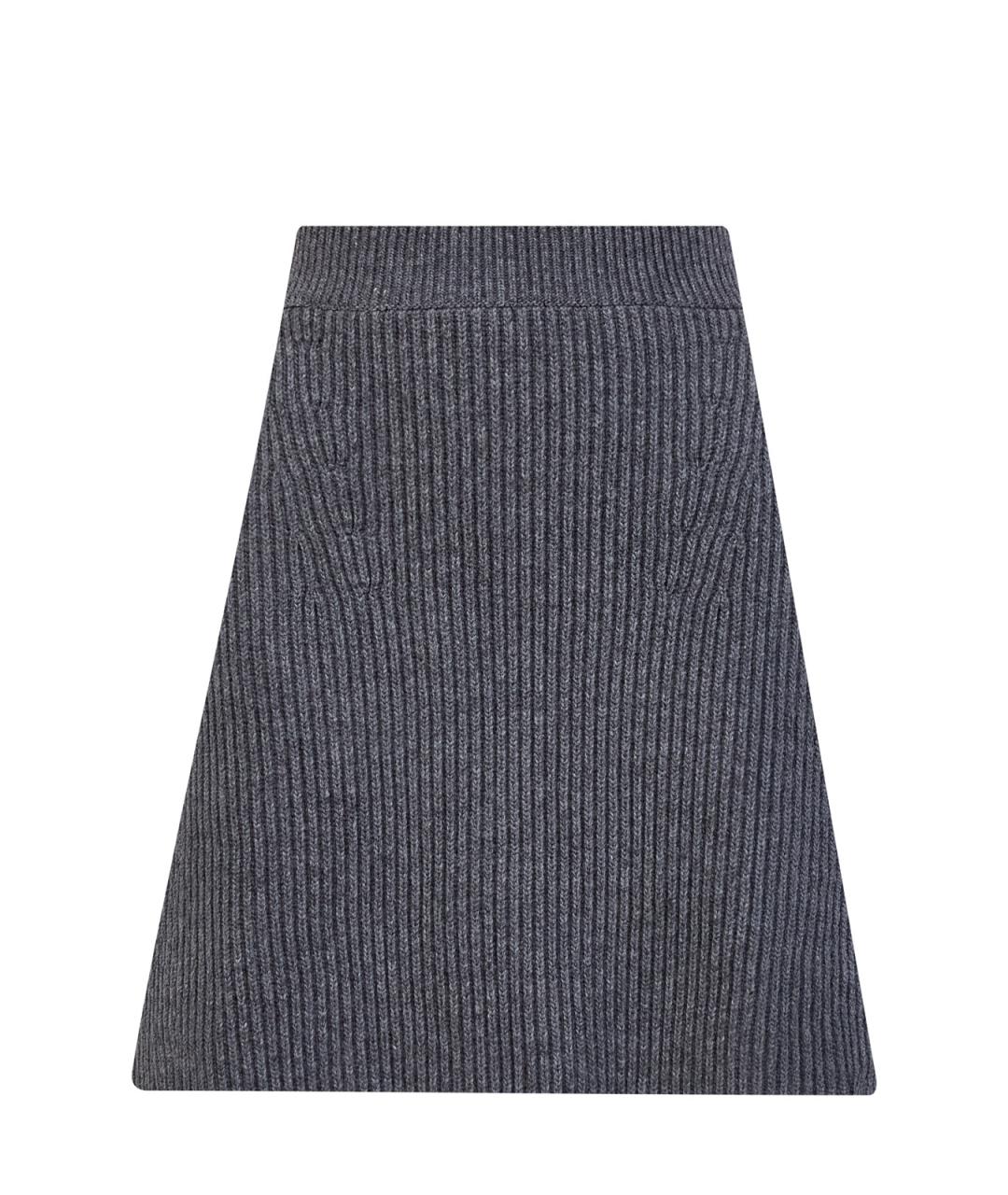 JIL SANDER Серая шерстяная юбка мини, фото 1