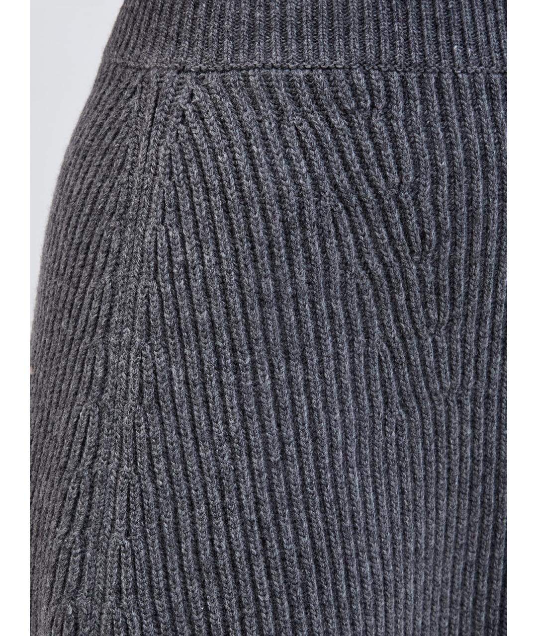 JIL SANDER Серая шерстяная юбка мини, фото 5