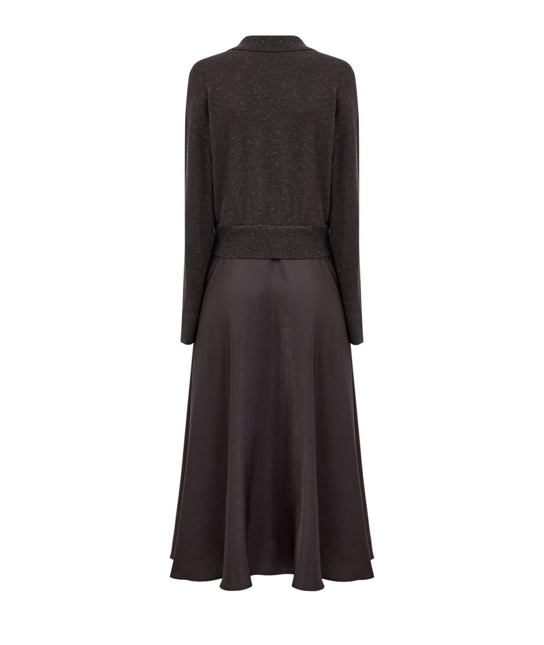 PESERICO Коричневое шерстяное повседневное платье, фото 2