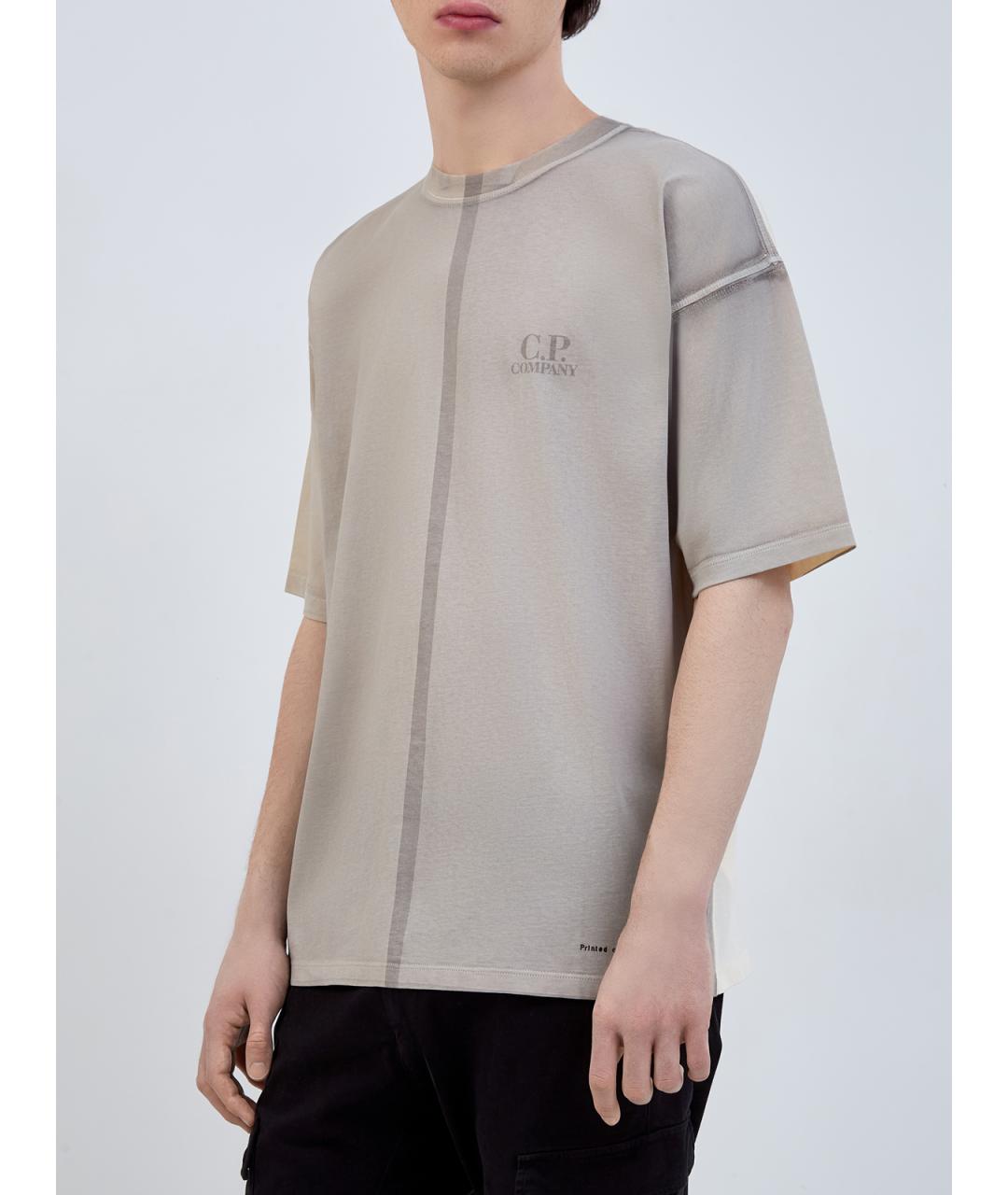 CP COMPANY Бежевая хлопковая футболка, фото 3