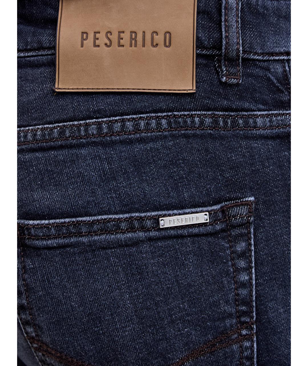 PESERICO Темно-синие хлопковые прямые джинсы, фото 5