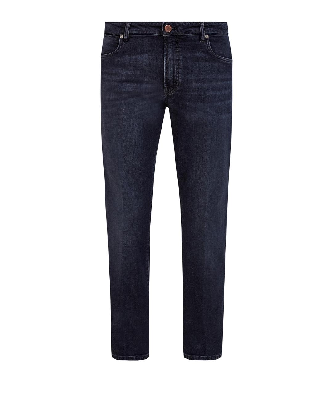 PESERICO Темно-синие хлопковые прямые джинсы, фото 1