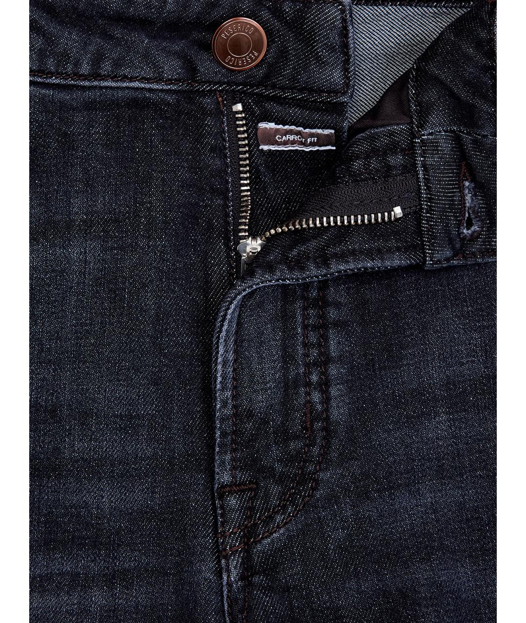 PESERICO Темно-синие хлопковые прямые джинсы, фото 6