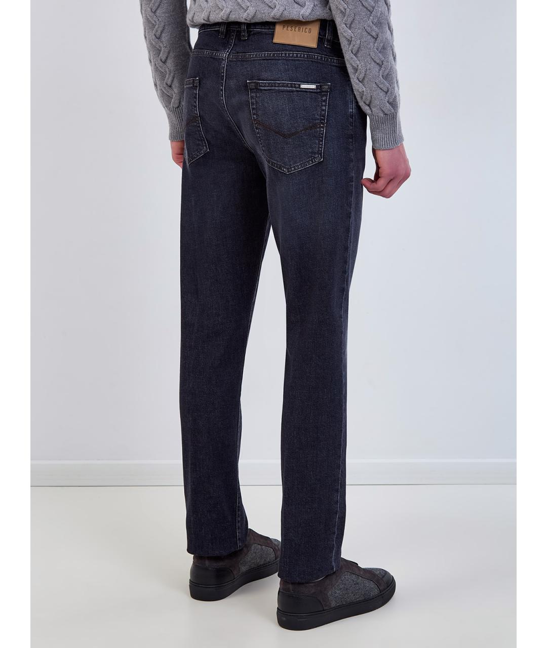 PESERICO Темно-синие хлопковые прямые джинсы, фото 4