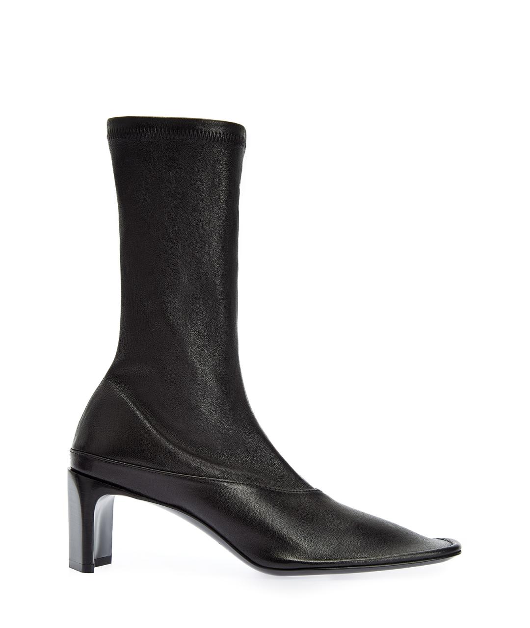 JIL SANDER Черные кожаные ботильоны, фото 1