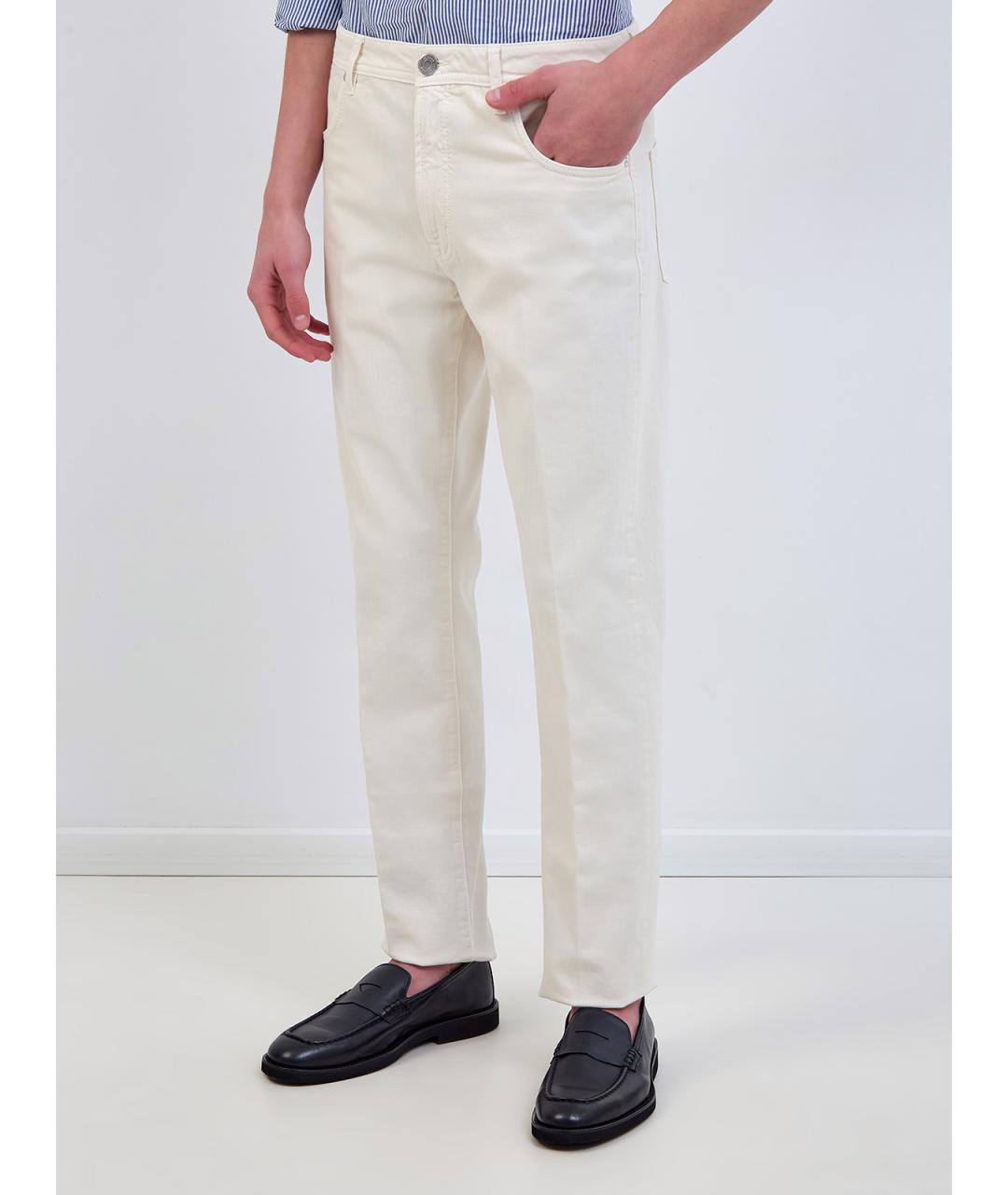 PESERICO Белые хлопковые прямые джинсы, фото 3