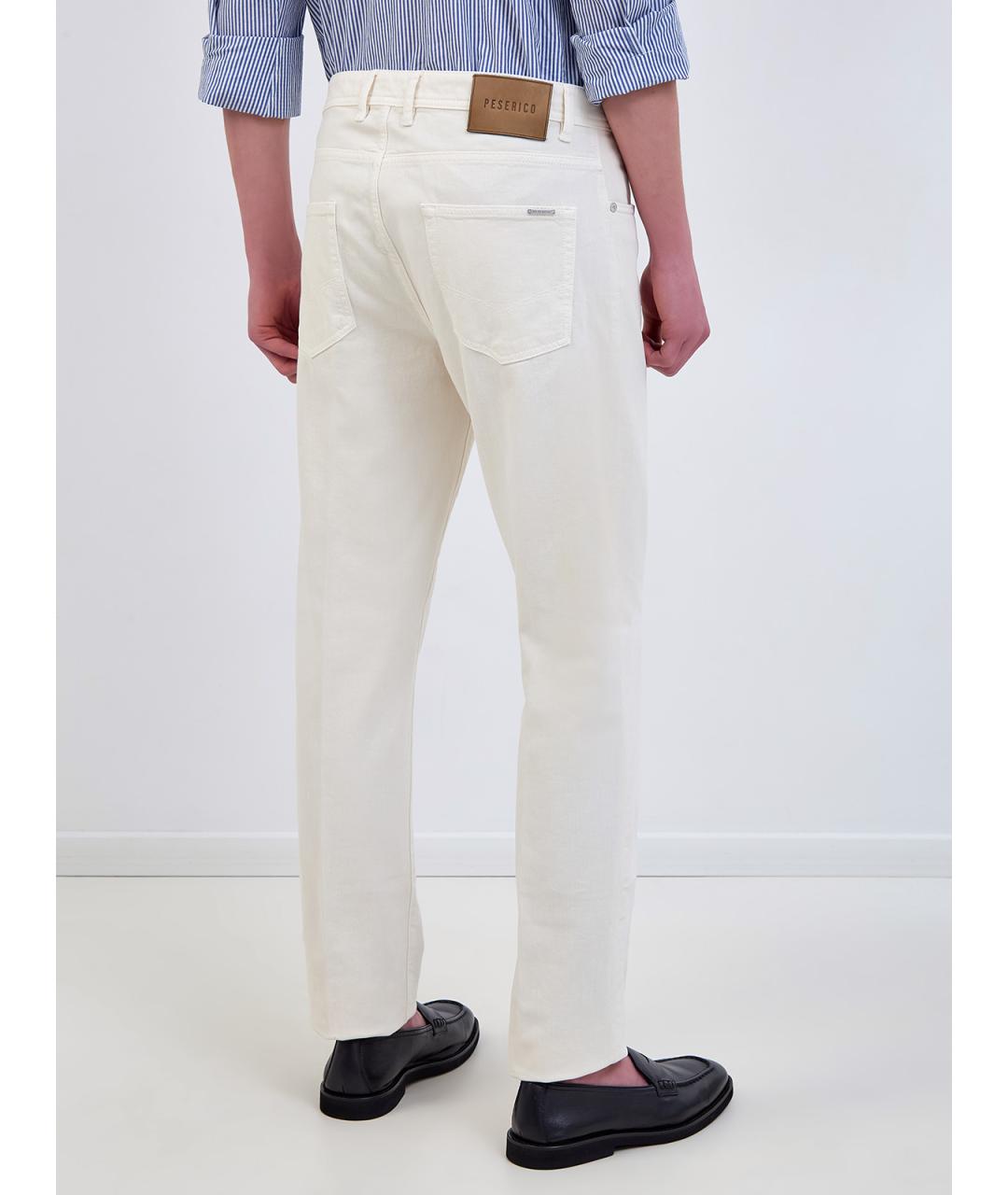 PESERICO Белые хлопковые прямые джинсы, фото 4