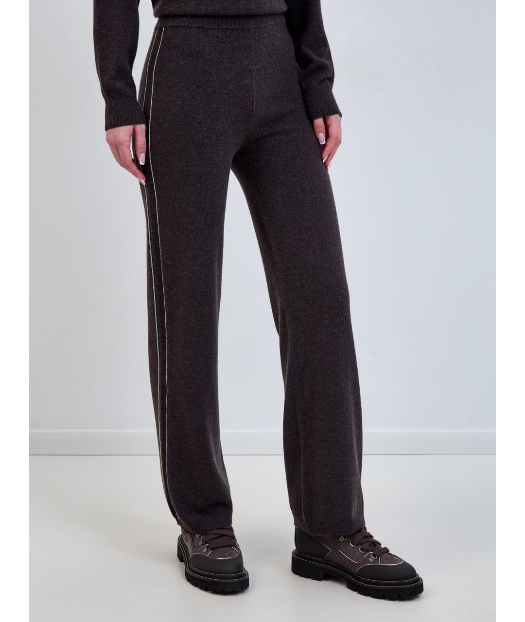 PESERICO Коричневые шерстяные прямые брюки, фото 3