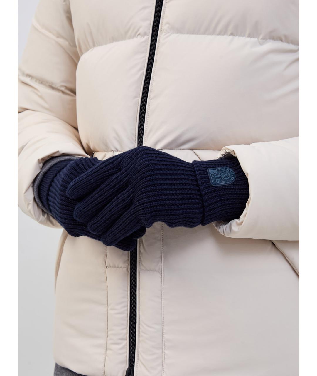 PARAJUMPERS Синие шерстяные перчатки, фото 2