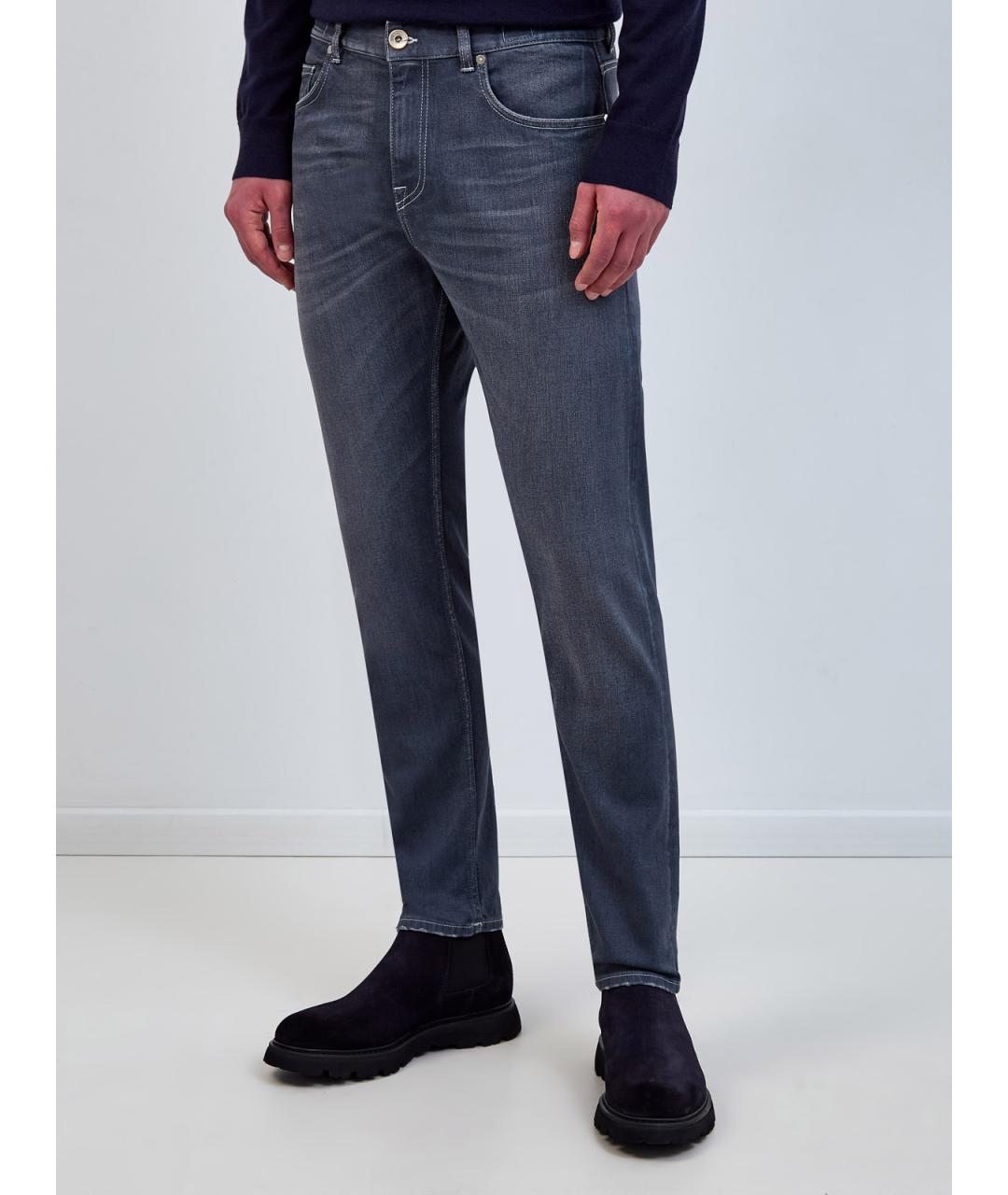 ELEVENTY Серые хлопковые прямые джинсы, фото 3